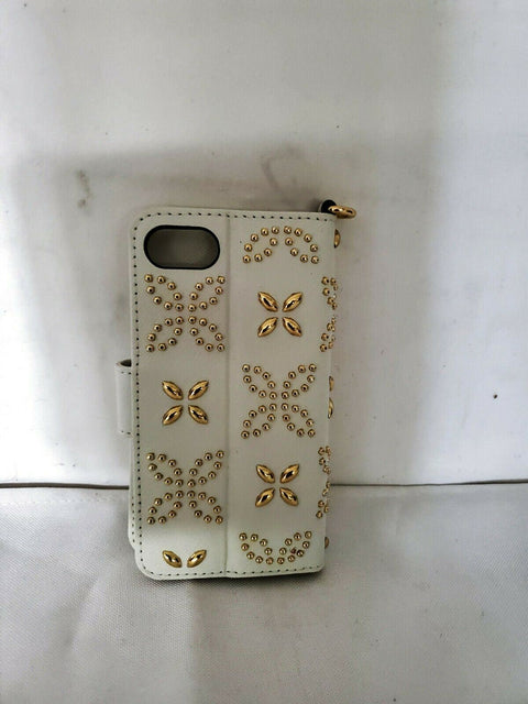 New Michael Kors Studded Folio iPhone 7 PLUS Case White Saffiano Leather