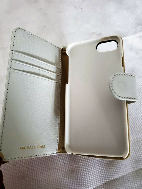 New Michael Kors Studded Folio iPhone 7 PLUS Case White Saffiano Leather