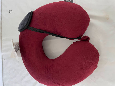 NWT Bon Voyage Travel Memory foam Neck Pillow & Eye Mask Red