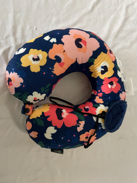 NWT Bon Voyage Travel Memory foam Neck Pillow & Eye Mask Floral Blue