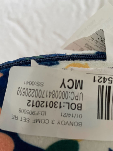 NWT Bon Voyage Travel Memory foam Neck Pillow & Eye Mask Floral Blue
