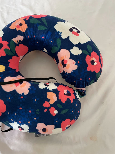 NWT Bon Voyage Travel Memory foam Neck Pillow & Eye Mask Floral Blue