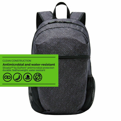 $120 New Travelon Antimicrobial Packable Backpack Gray Heather Unisex Travel Bag