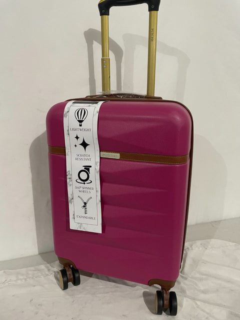 $400 Puiche Jewel Expandable Spinner Luggage 20" Hot Pink Suitcase Carry On Size