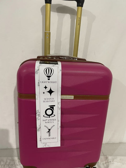 $400 Puiche Jewel Expandable Spinner Luggage 20" Hot Pink Suitcase Carry On Size