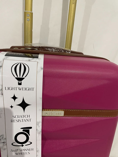 $400 Puiche Jewel Expandable Spinner Luggage 20" Hot Pink Suitcase Carry On Size