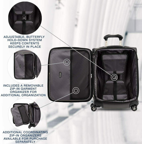 $680 Travelpro Crew Versapack Soft Expandable Spinner Wheel Luggage Black 21"