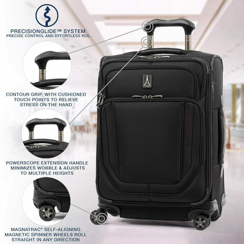$680 Travelpro Crew Versapack Soft Expandable Spinner Wheel Luggage Black 21"