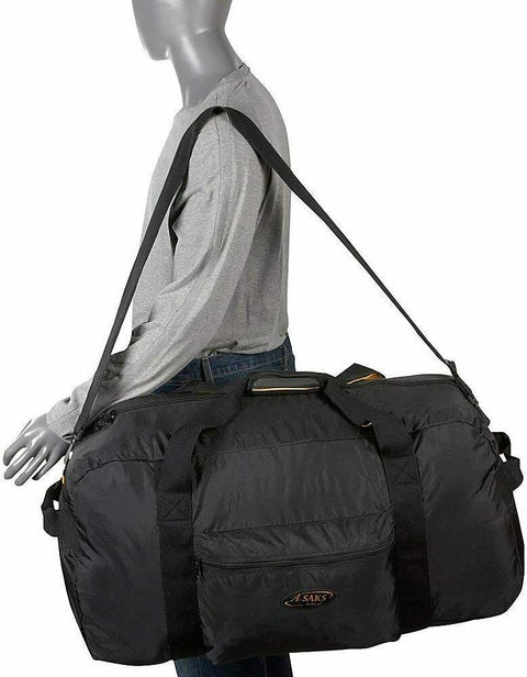 New A Saks 30" Duffel In Pouch Black Foldable Check In Size Large