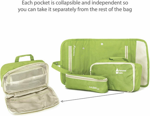 New Miami Carry-On 3 in 1 Toiletry Bag - Foldable Hanging Toiletry Bag Green