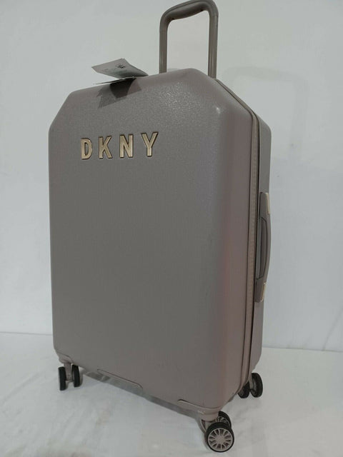$395 New DKNY Allure 24" Hard Case Spinner Wheels Suitcase Luggage Gray