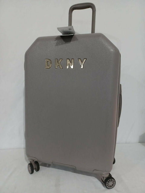 $395 New DKNY Allure 24" Hard Case Spinner Wheels Suitcase Luggage Gray