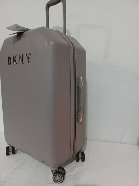 $395 New DKNY Allure 24" Hard Case Spinner Wheels Suitcase Luggage Gray