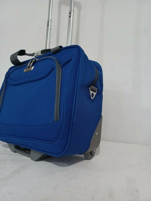 Delsey Blue 17" Two Wheeled Carry On Under seat Suitcase