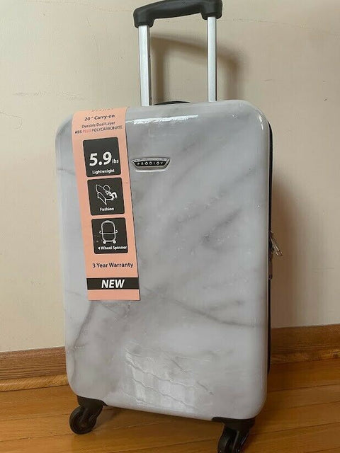 New Prodigy Resort 20" Carry-On Fashion Hardside Spinner Luggage Marble White