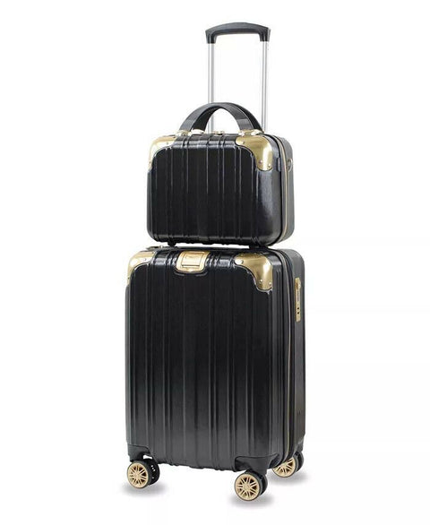 American Green Travel Melrose Anti Theft Black Gold 2 PC Carry On Luggage Set