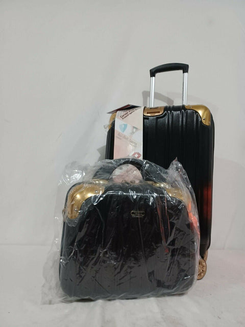 American Green Travel Melrose Anti Theft Black Gold 2 PC Carry On Luggage Set