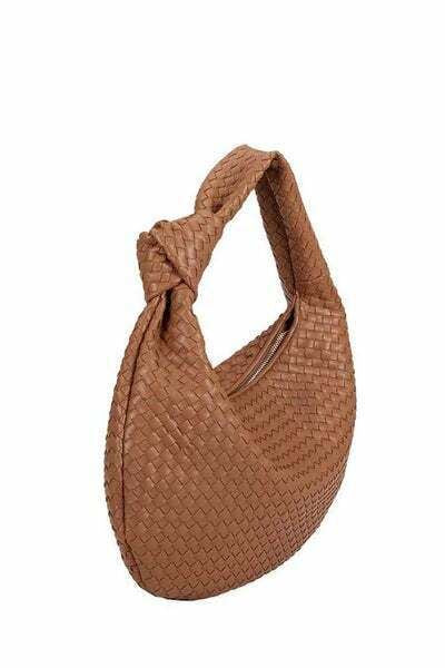 New Melie Bianco Women Brigitte Vegan Saddle Shoulder Bag Brown Large