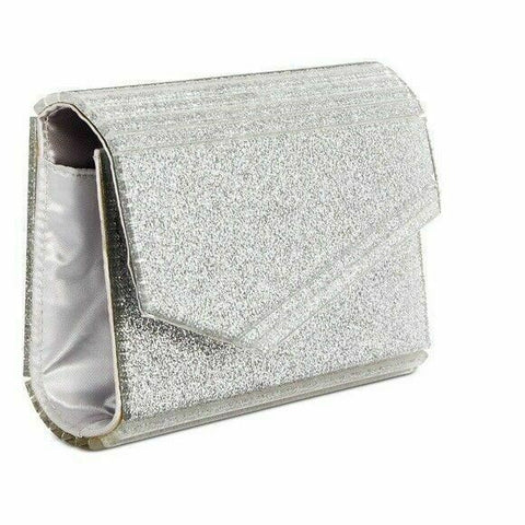 $99 INC International Concepts Women's Maria Envelope Glitter Clutch Silver Bag