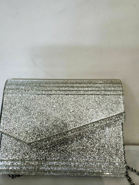 $99 INC International Concepts Women's Maria Envelope Glitter Clutch Silver Bag
