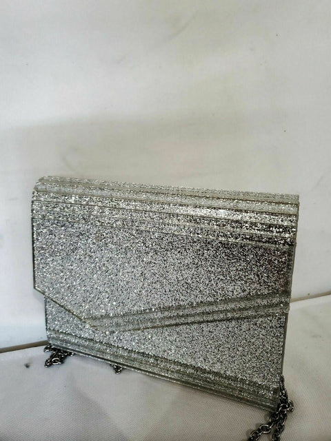 $99 INC International Concepts Women's Maria Envelope Glitter Clutch Silver Bag