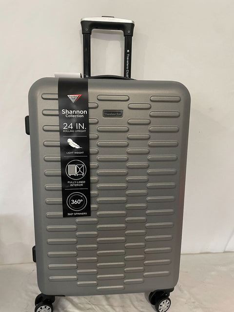 New Travelers Club Shannon Spinner Expandable Luggage 24" Medium Check-In Silver