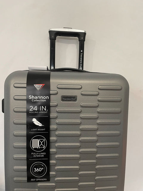 New Travelers Club Shannon Spinner Expandable Luggage 24" Medium Check-In Silver