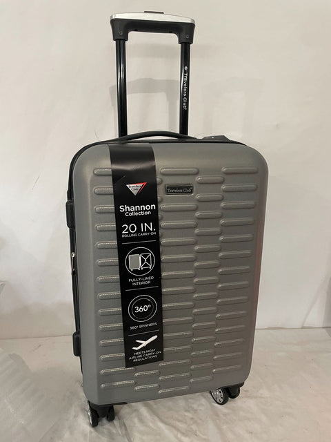 New Travelers Club Shannon Spinner Expandable Luggage 20" Carry On Silver