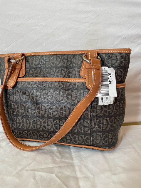 $109 Giani Bernini Women Block Signature Tote Shoulder Bag Brown Medium Size