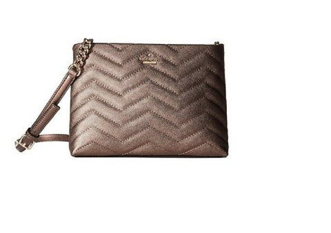 $298 New KATE SPADE Women's Medium crossbody Shoulder Bag Metallic Brown Quilted