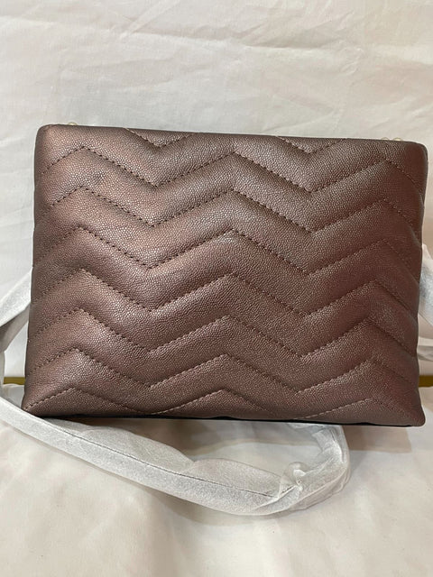 $298 New KATE SPADE Women's Medium crossbody Shoulder Bag Metallic Brown Quilted