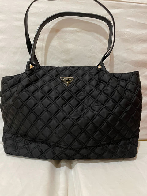 New GUESS Women's Jaxi Girlfriend Quilted Tote Bag Black Shoulder Bag