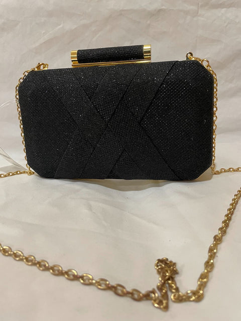 INC International Concepts Women's Black Shoulder Chain Party Clutch Sparky