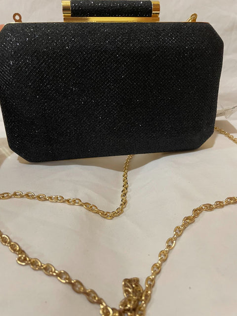 INC International Concepts Women's Black Shoulder Chain Party Clutch Sparky