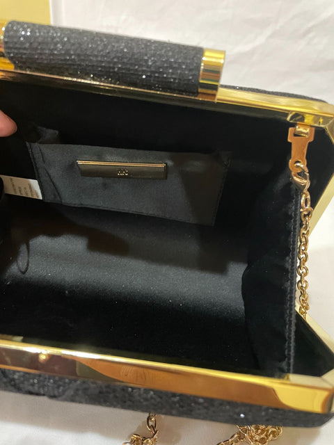 INC International Concepts Women's Black Shoulder Chain Party Clutch Sparky