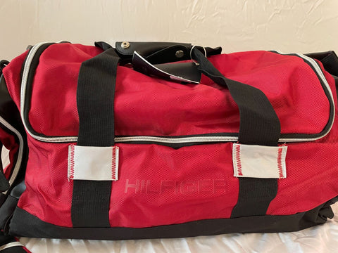 New Tommy Hilfiger 21" Duffel Bag Blue Travel Bag Red