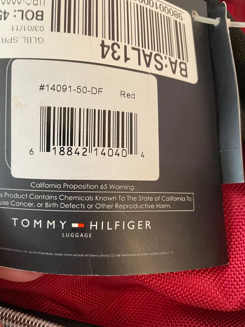 New Tommy Hilfiger 21" Duffel Bag Blue Travel Bag Red