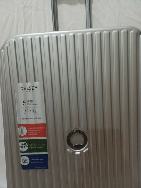 $600 New DELSEY Paris Securitime Expandable Luggage Spinner Suitcase 25" Medium