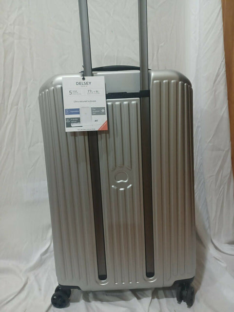 $600 New DELSEY Paris Securitime Expandable Luggage Spinner Suitcase 25" Medium
