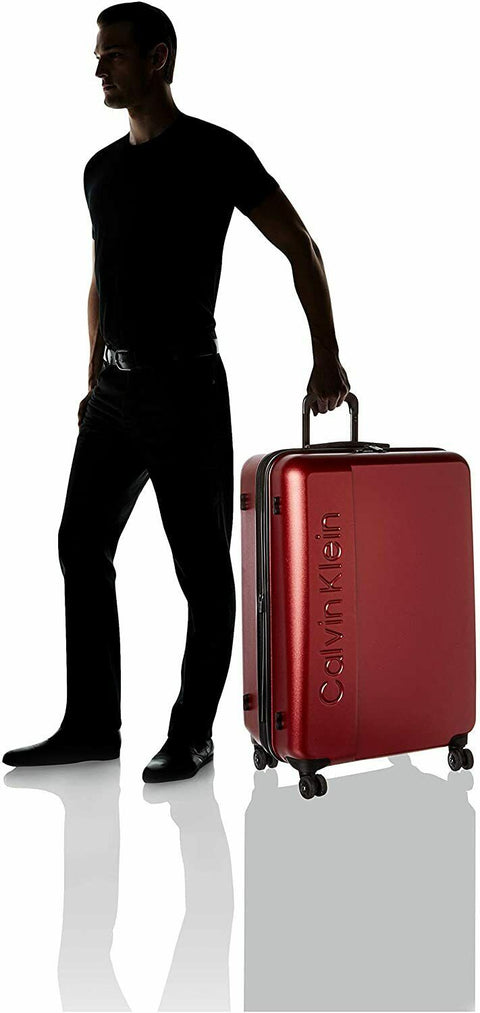 $550 New Calvin Klein Manhattan 4.0 Hardside Spinner Luggage TSA Lock Red 28"