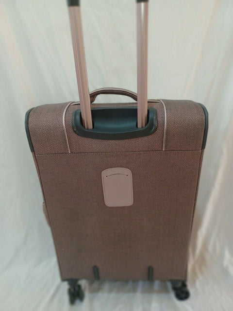 LONDON FOG Newcastle Soft Expandable Spinner Luggage Pink Rose Check 25"