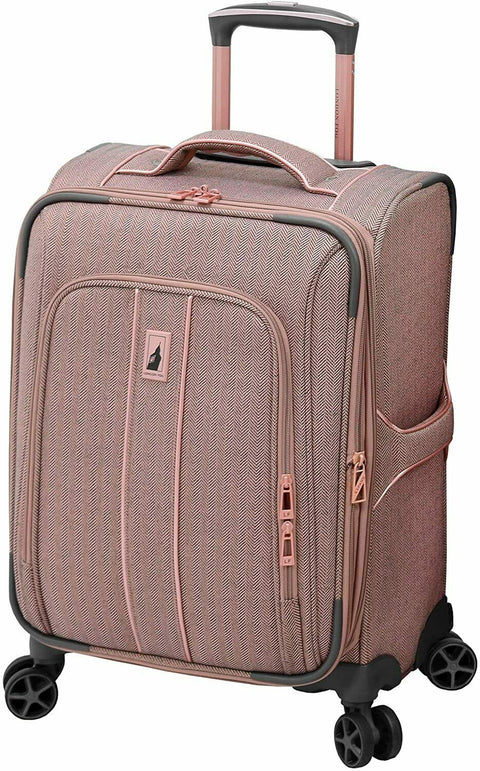 LONDON FOG Newcastle Soft Expandable Spinner Luggage Pink Rose Carry On 21"