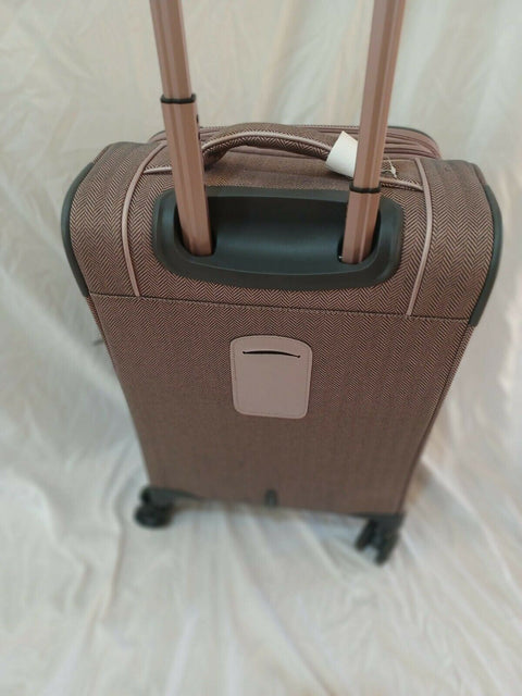 LONDON FOG Newcastle Soft Expandable Spinner Luggage Pink Rose Carry On 21"