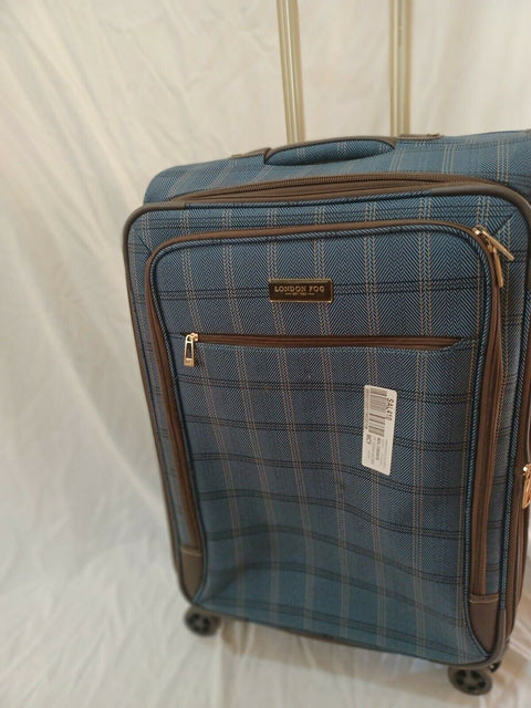 LONDON FOG Brentwood II 25" Expandable Spinner Luggage Suitcase Check In Blue