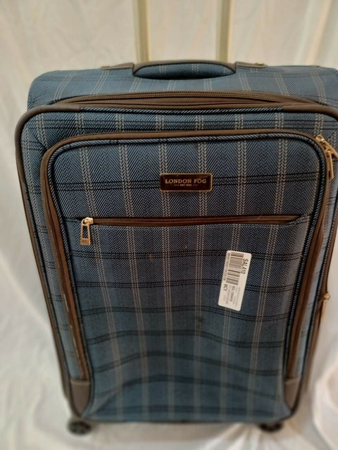 LONDON FOG Brentwood II 25" Expandable Spinner Luggage Suitcase Check In Blue