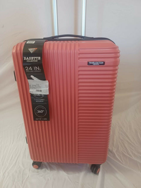 Travelers Club Basette 24" Orange Luggage Suitcase Spinner Wheels Lightweight