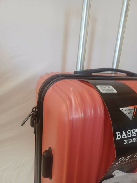 Travelers Club Basette 24" Orange Luggage Suitcase Spinner Wheels Lightweight
