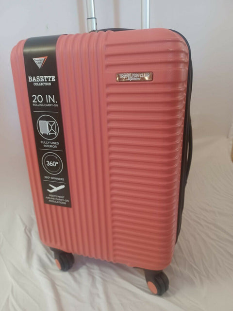 $240 Travelers Club  Basette 20" Orange Luggage Spinner Carry On Suitcase
