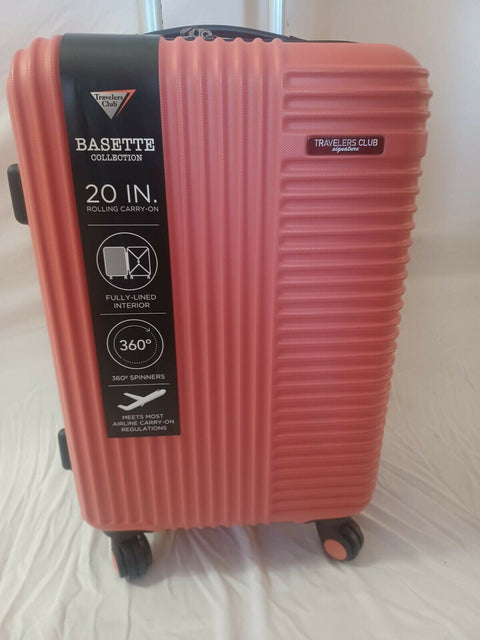 $240 Travelers Club  Basette 20" Orange Luggage Spinner Carry On Suitcase