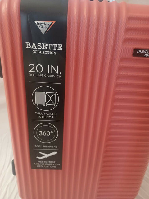 $240 Travelers Club  Basette 20" Orange Luggage Spinner Carry On Suitcase